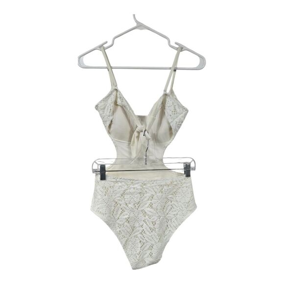 Aerie NEW Crochet Ivory Lace Swimsuit One-Piece Cheeky Cut Out Padded Tie Back - Picture 14 of 14
